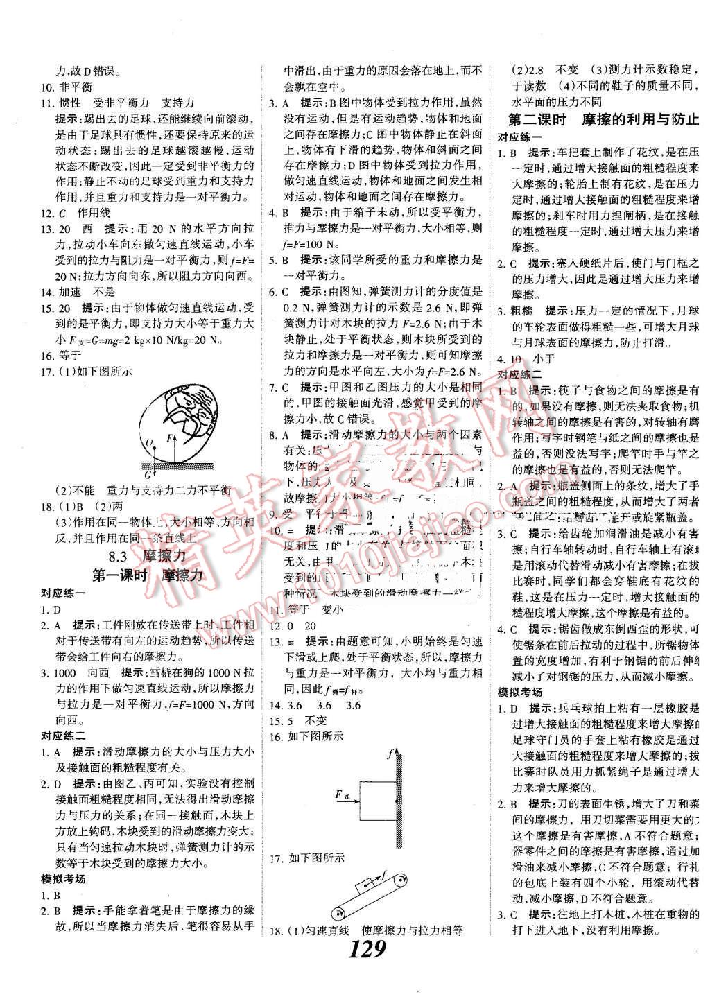 2016年全優(yōu)課堂考點(diǎn)集訓(xùn)與滿分備考八年級物理下冊人教版 第5頁