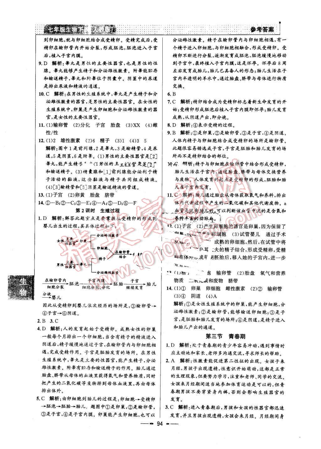 2016年99加1活頁卷七年級生物下冊人教版 第2頁