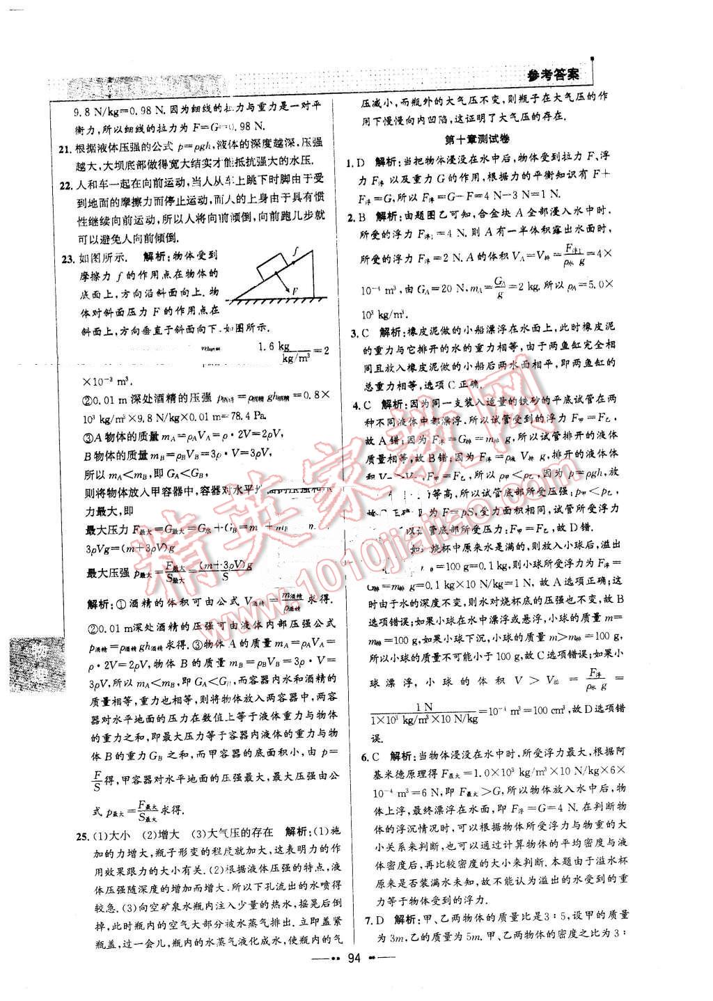 2016年99加1活頁(yè)卷八年級(jí)物理下冊(cè)人教版 第18頁(yè)