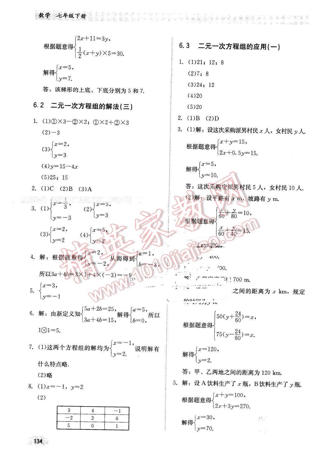 2016年同步练习册七年级数学下册冀教版河北教育出版社 第2页