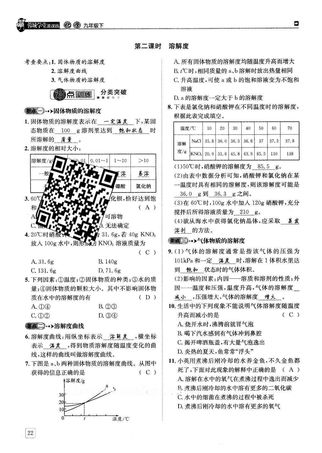 2016年蓉城學(xué)堂課課練九年級化學(xué)下冊 第九單元 溶液第22頁