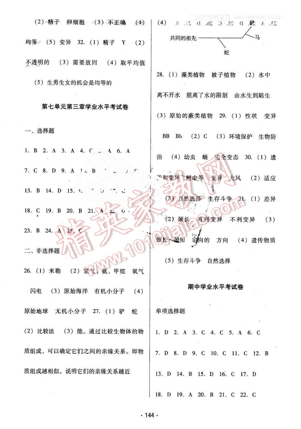 2016年云南省標(biāo)準(zhǔn)教輔優(yōu)佳學(xué)案八年級生物學(xué)下冊人教版 第12頁