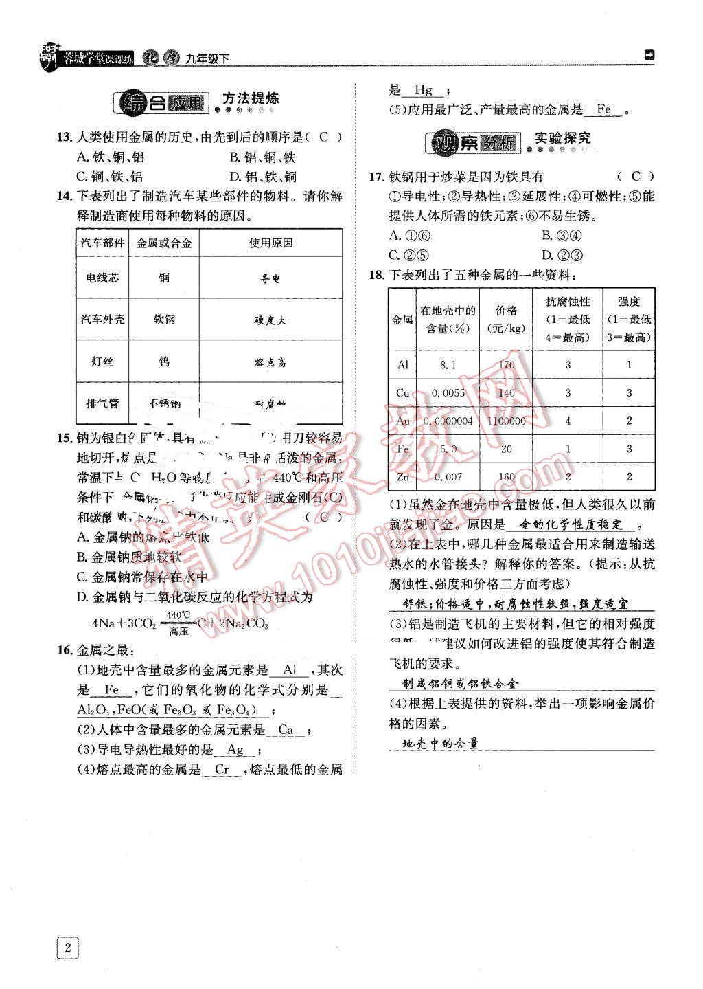 2016年蓉城學(xué)堂課課練九年級化學(xué)下冊 第2頁