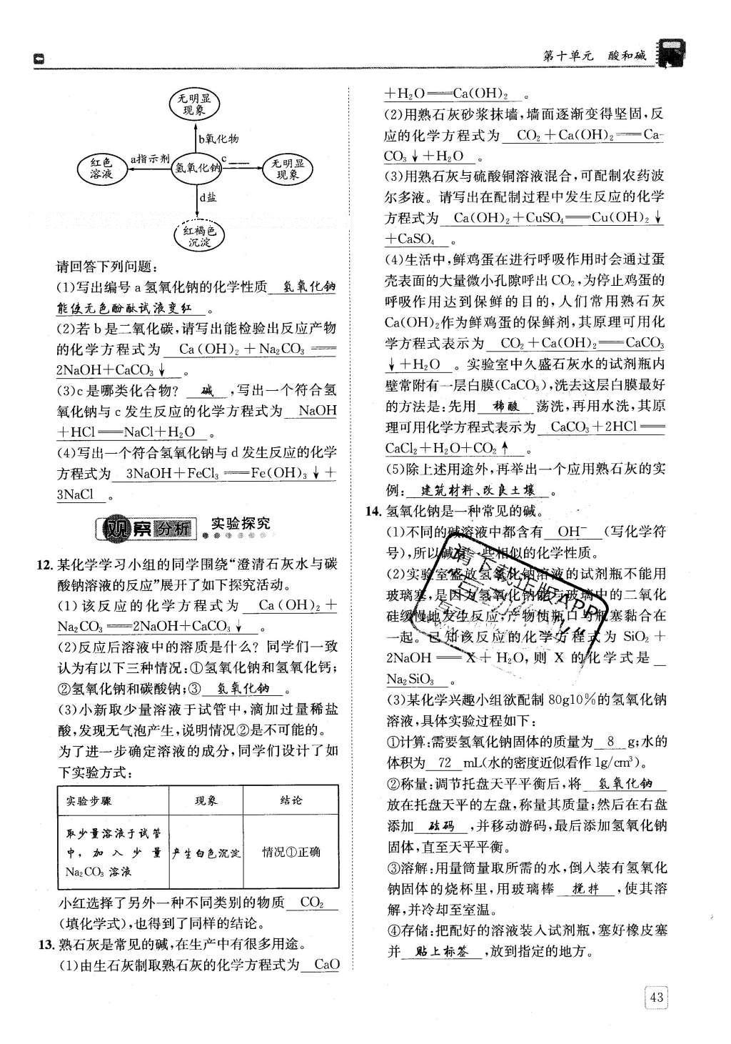 2016年蓉城學(xué)堂課課練九年級(jí)化學(xué)下冊(cè) 第十單元 酸和堿第43頁(yè)