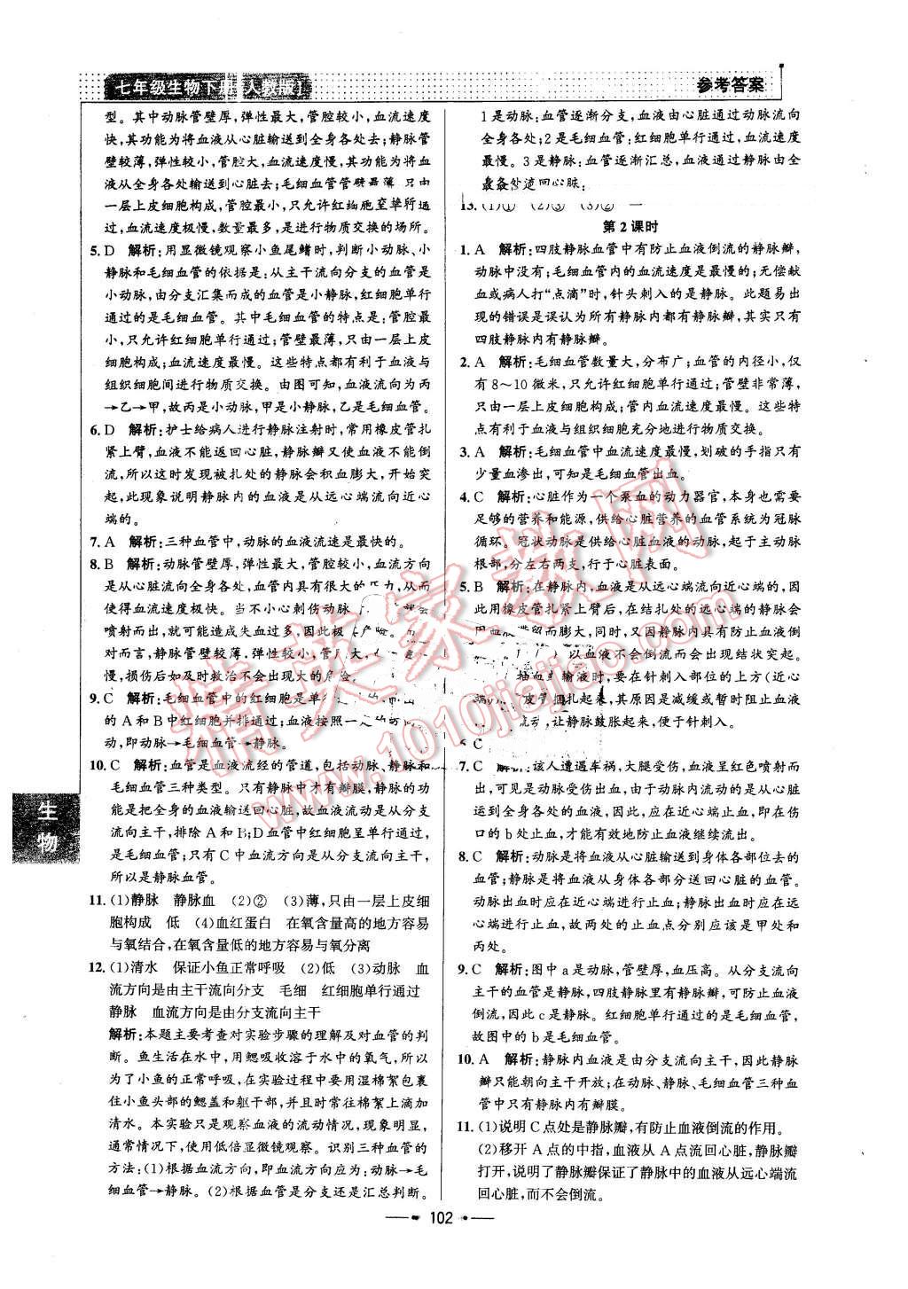 2016年99加1活頁卷七年級生物下冊人教版 第10頁