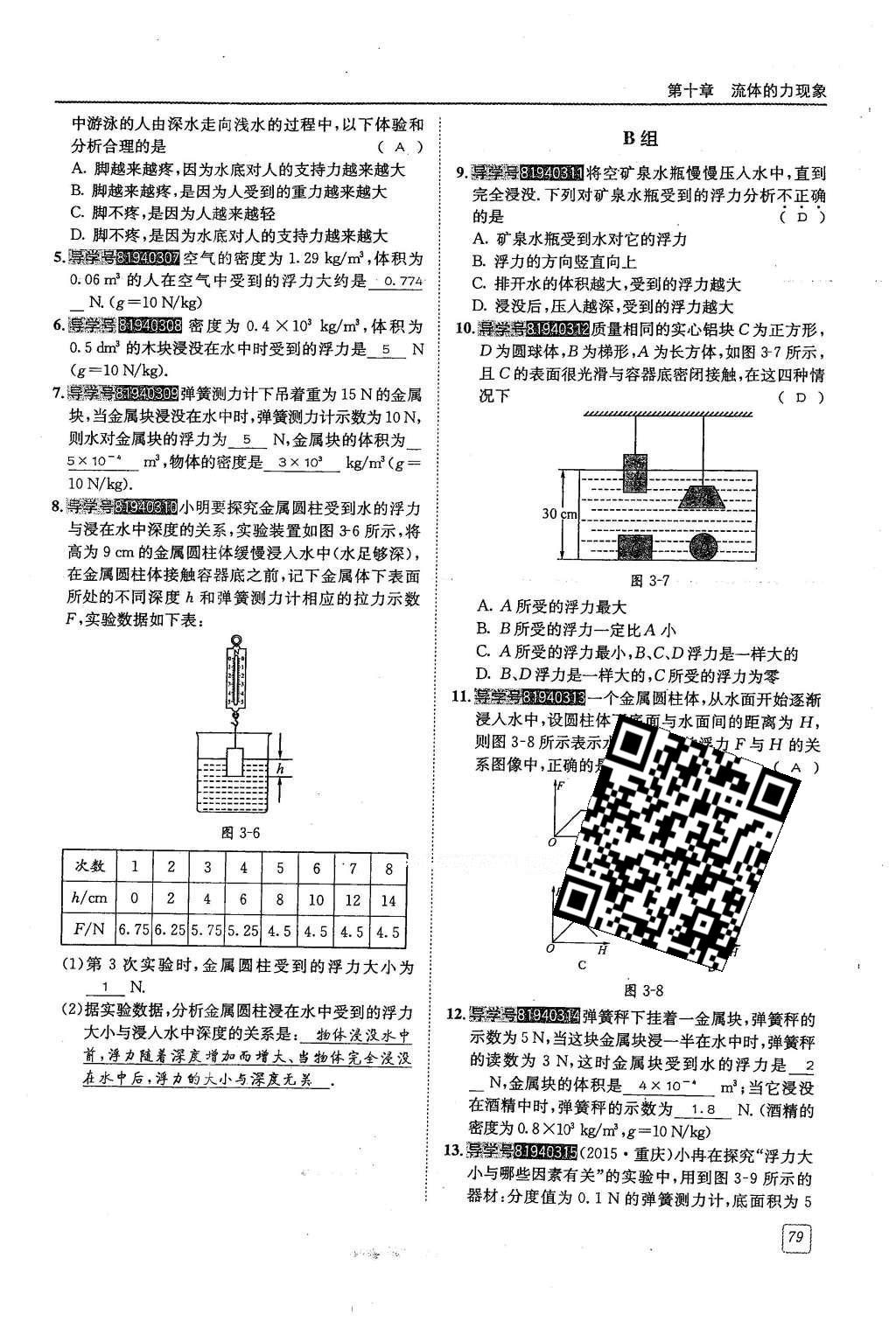 2016年蓉城學(xué)堂八年級物理下冊 第十章 流體的力現(xiàn)象第79頁