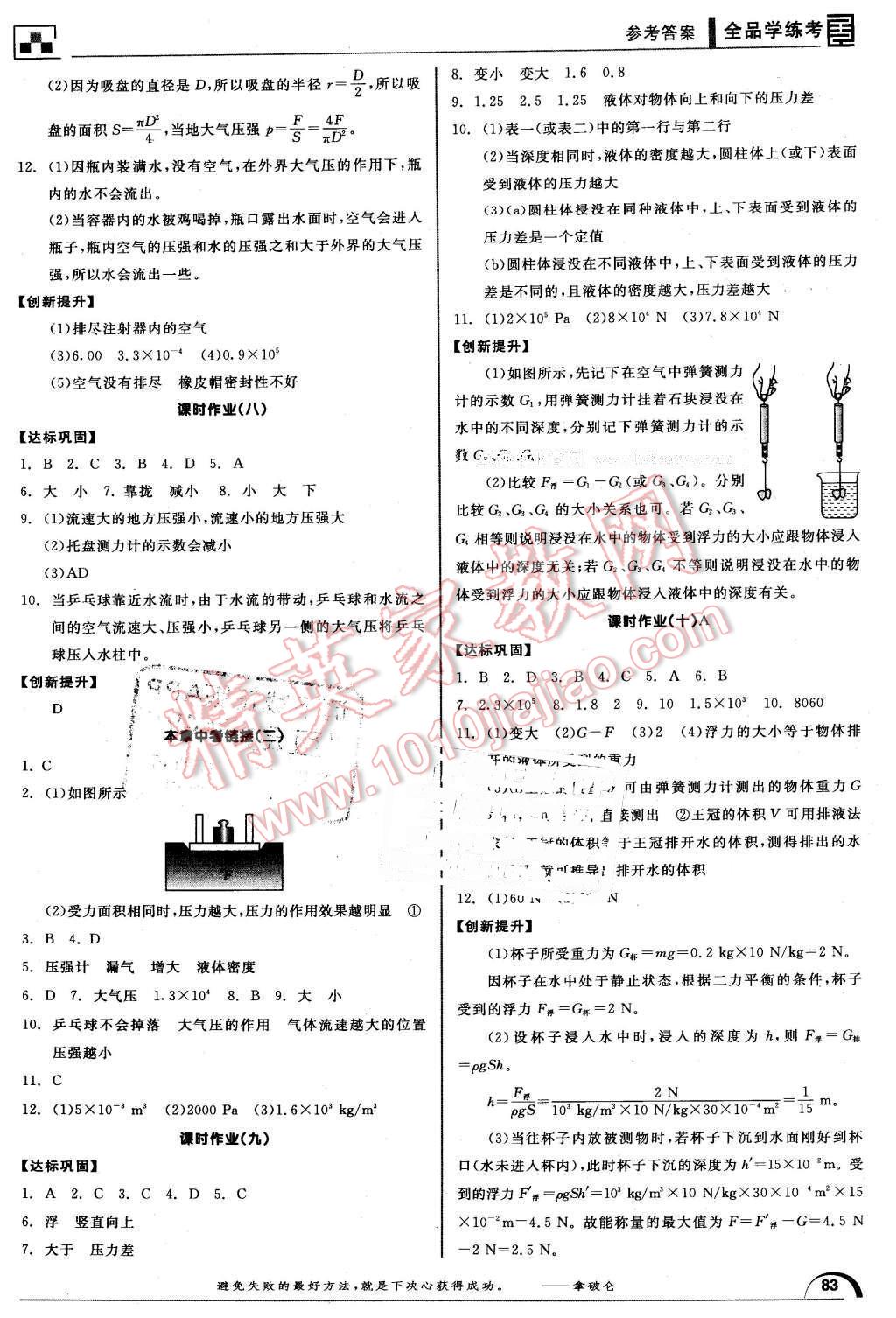 2016年全品學(xué)練考八年級(jí)物理全一冊(cè)下滬科版 第9頁