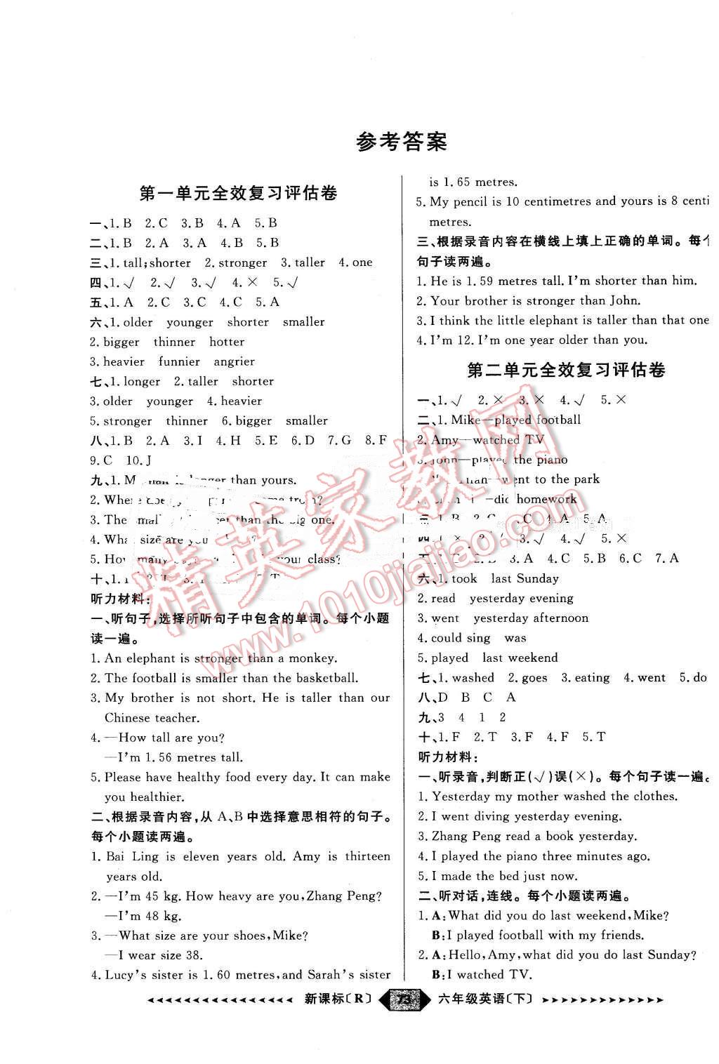 2016年陽光計劃第二步六年級英語下冊人教版 第1頁