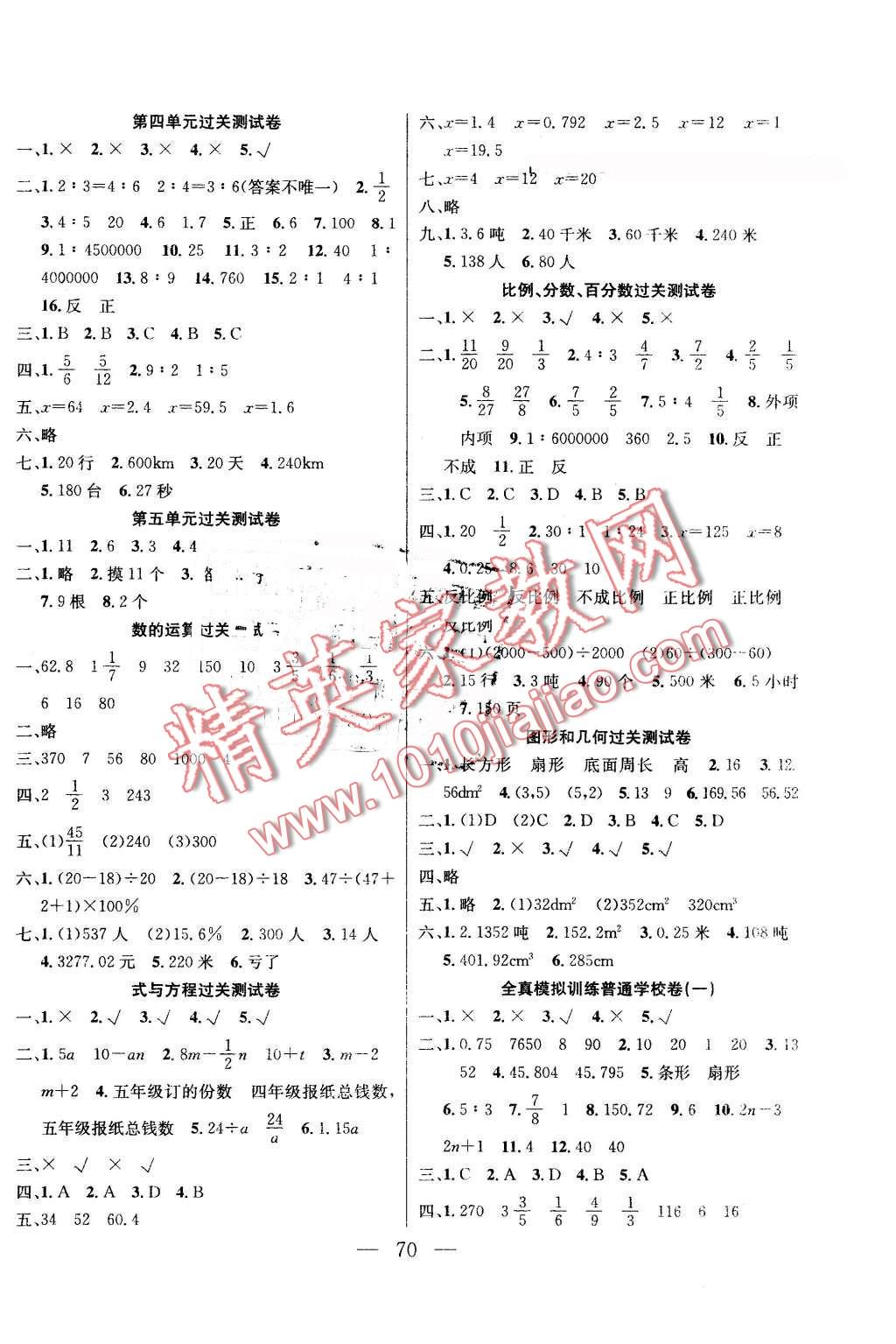 2016年名師導(dǎo)航單元期末沖刺100分六年級數(shù)學(xué)下冊人教版 第2頁