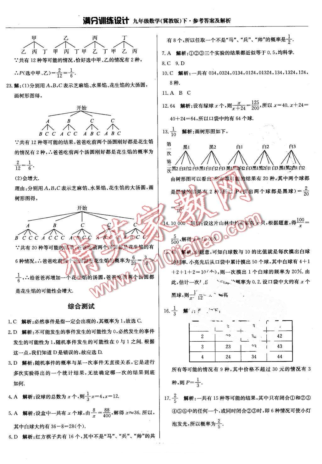 2016年滿分訓(xùn)練設(shè)計九年級數(shù)學(xué)下冊冀教版 第34頁