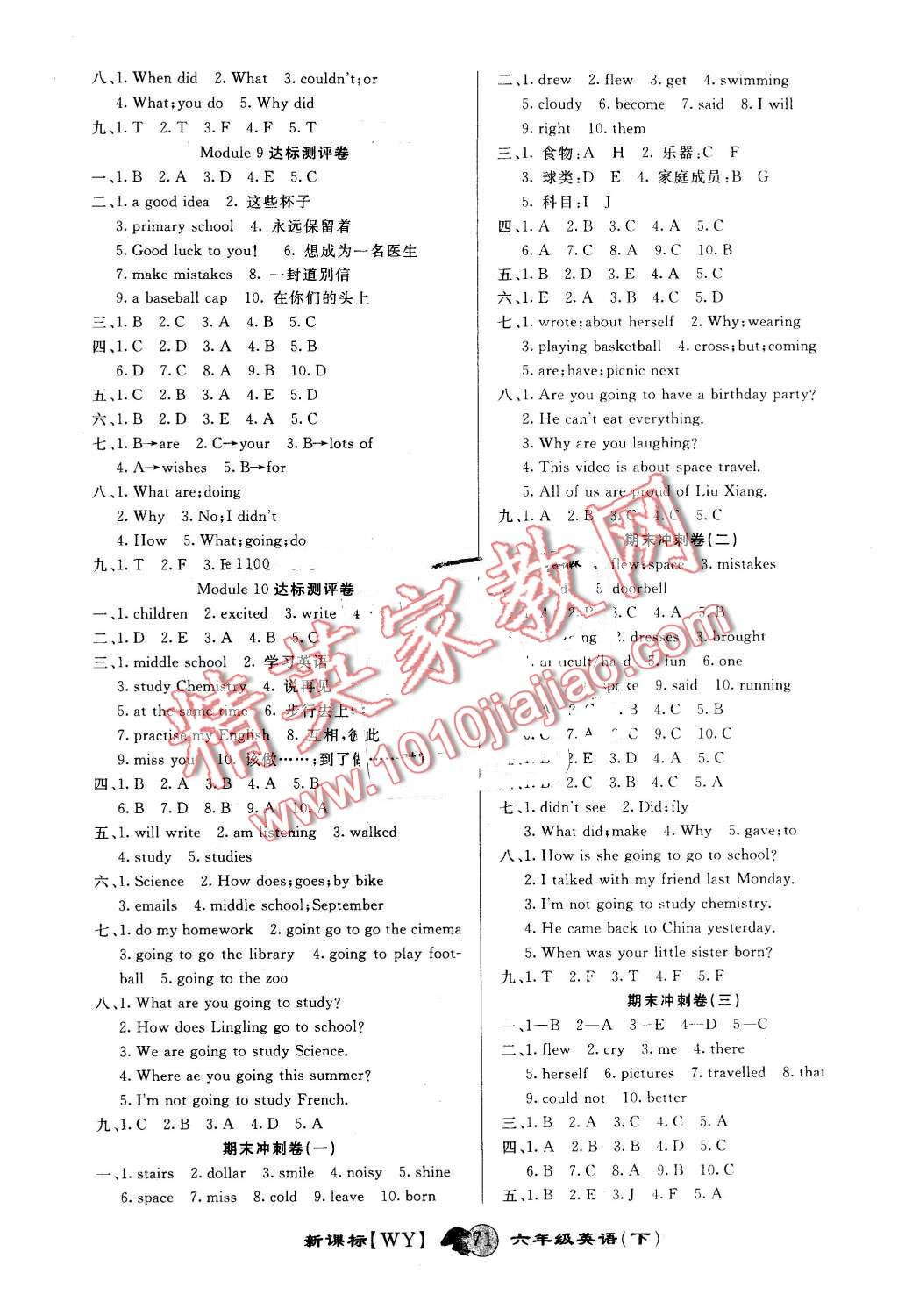 2016年第一好卷沖刺100分六年級(jí)英語下冊(cè)外研版 第3頁(yè)