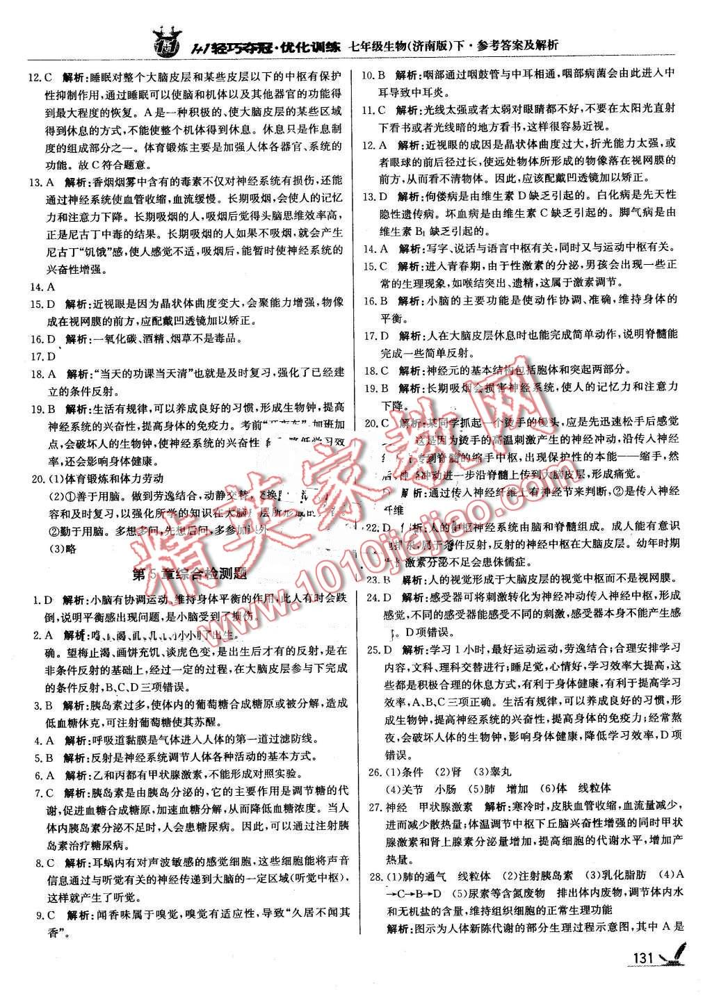 2016年1加1轻巧夺冠优化训练七年级生物下册济南版银版 第20页