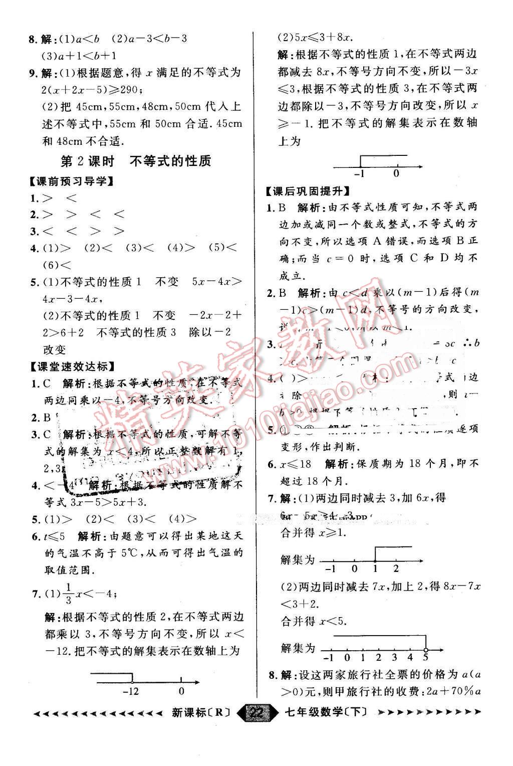 2016年陽(yáng)光計(jì)劃七年級(jí)數(shù)學(xué)下冊(cè)人教版 第22頁(yè)