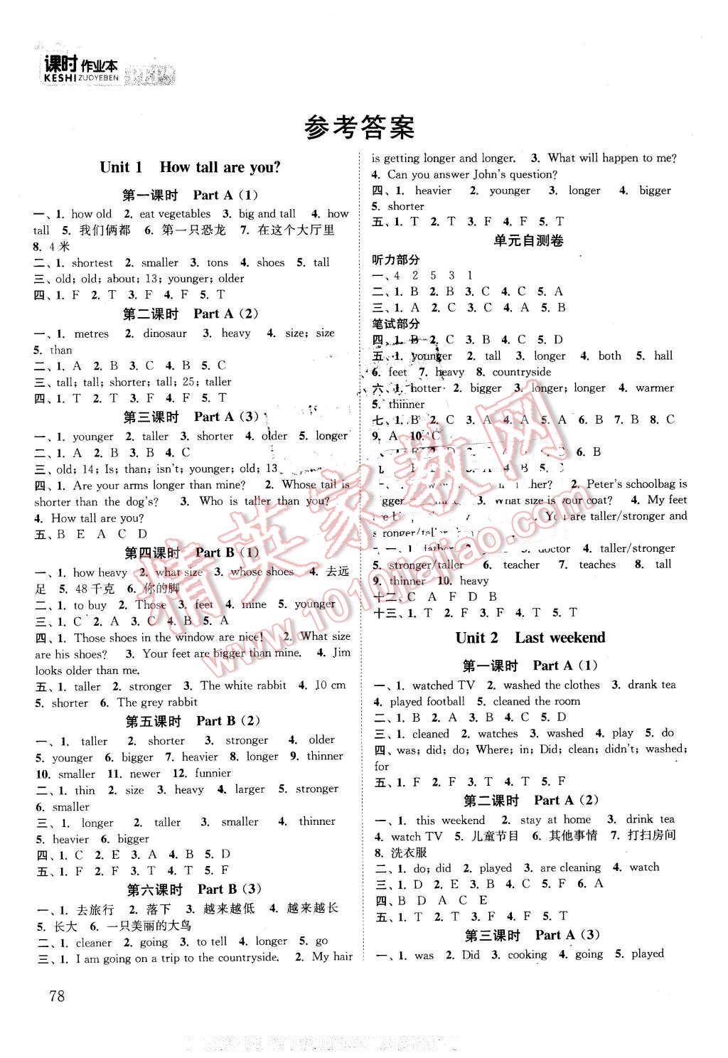 2016年通城学典课时作业本六年级英语下册人教PEP版 第4页