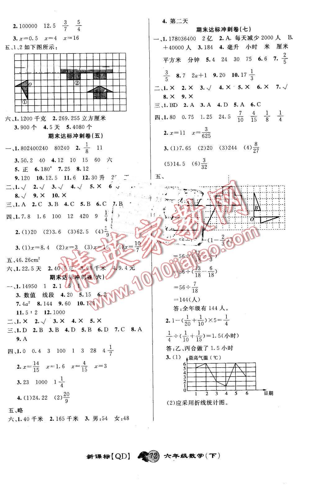 2016年第一好卷冲刺100分六年级数学下册青岛版 第4页