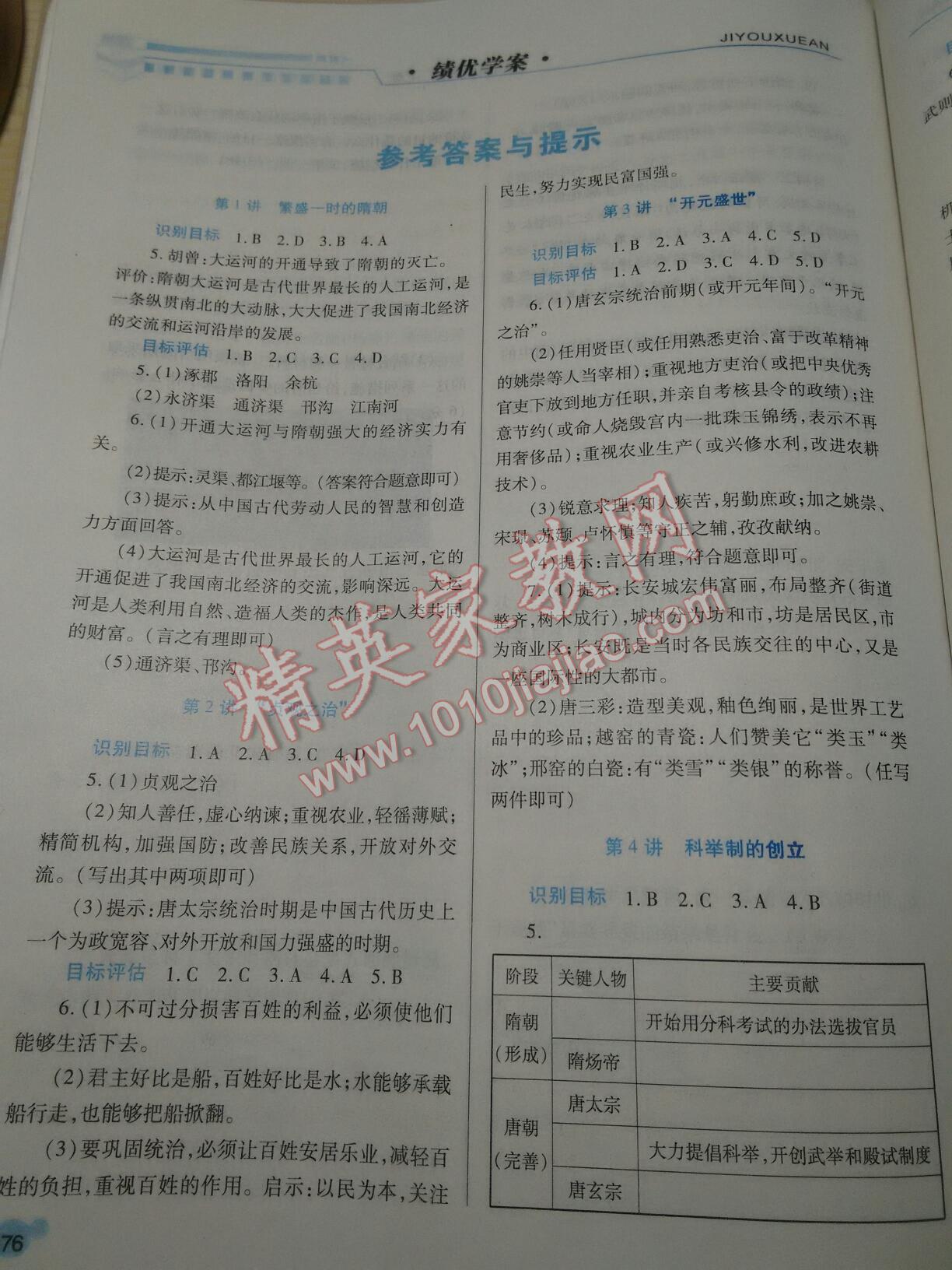 2016年绩优学案七年级历史下册 第1页