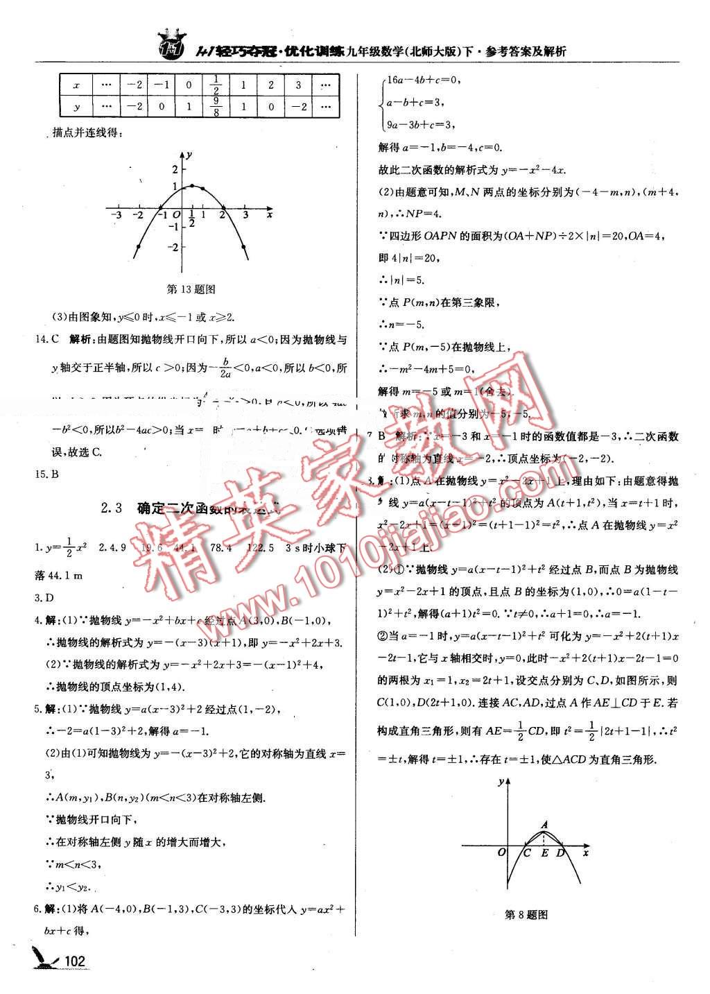 2016年1加1輕巧奪冠優(yōu)化訓(xùn)練九年級(jí)數(shù)學(xué)下冊(cè)北師大版銀版 第15頁