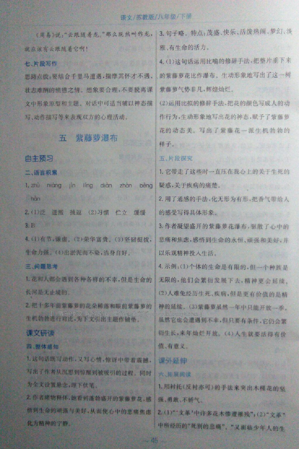 2016年新編基礎(chǔ)訓(xùn)練八年級語文下冊蘇教版 第50頁