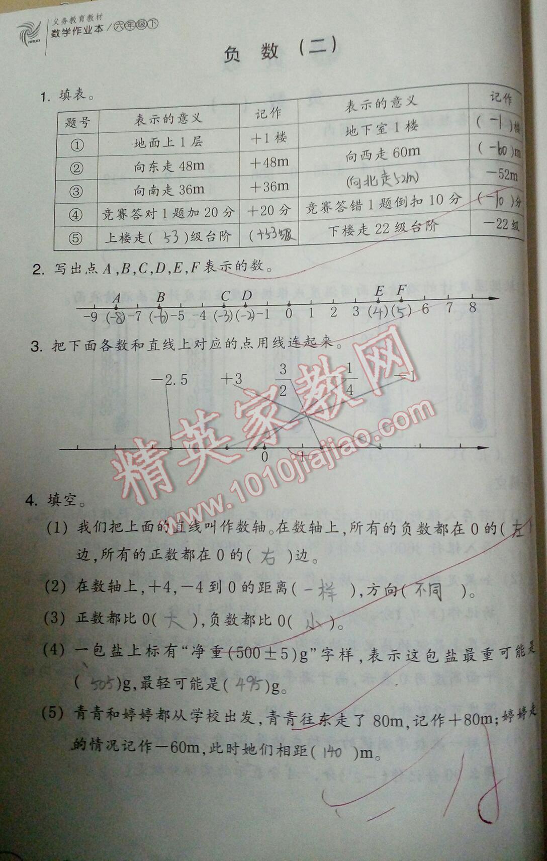 2016年數(shù)學(xué)作業(yè)本六年級(jí)下冊(cè)人教版浙江教育出版社 第2頁(yè)