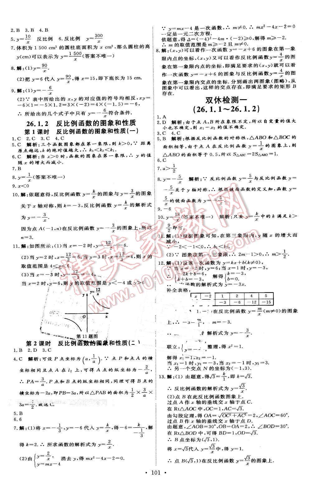 2016年優(yōu)加學(xué)案課時(shí)通九年級(jí)數(shù)學(xué)下冊(cè)人教版 第11頁(yè)