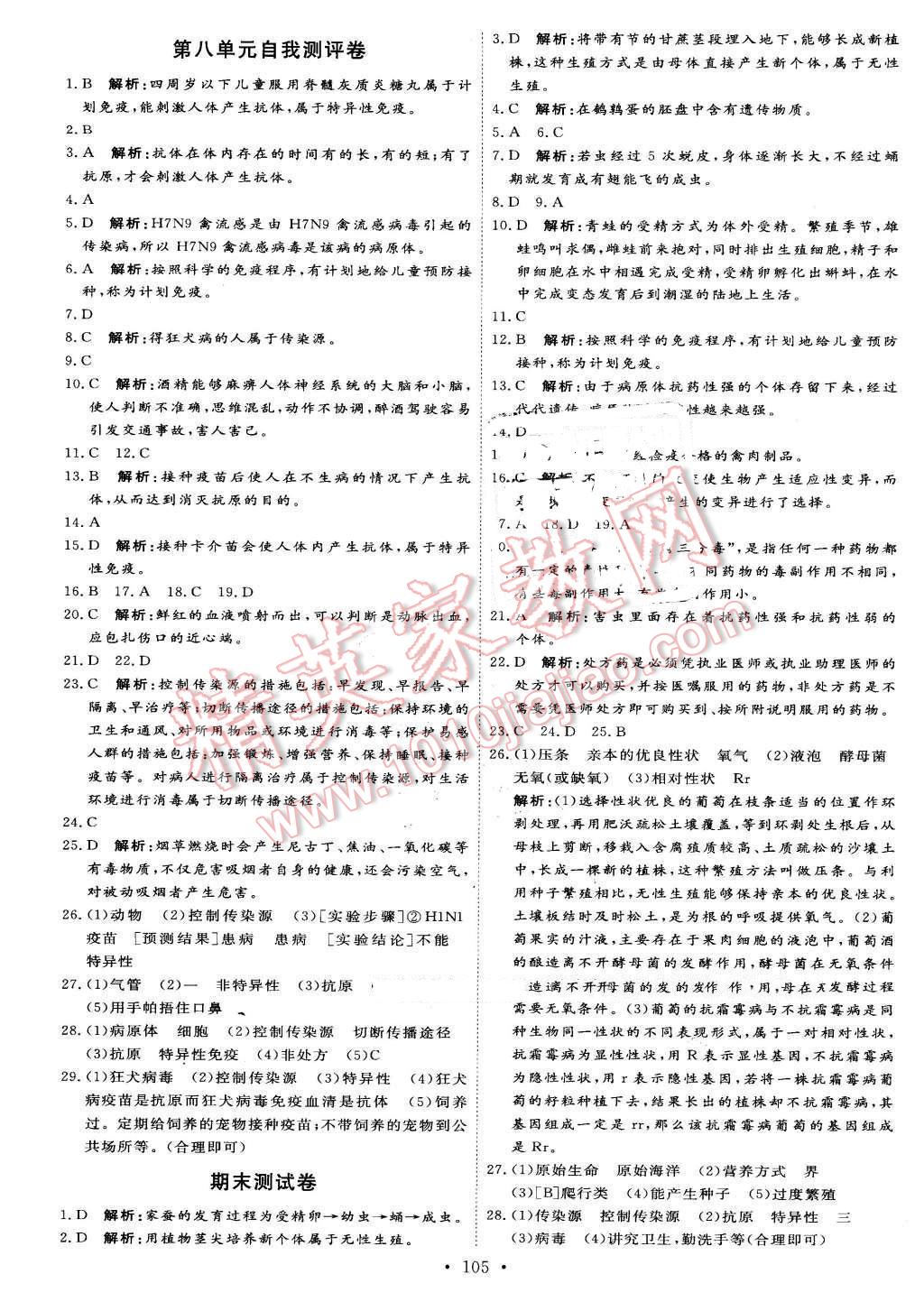 2016年优加学案课时通八年级生物下册人教版 第15页