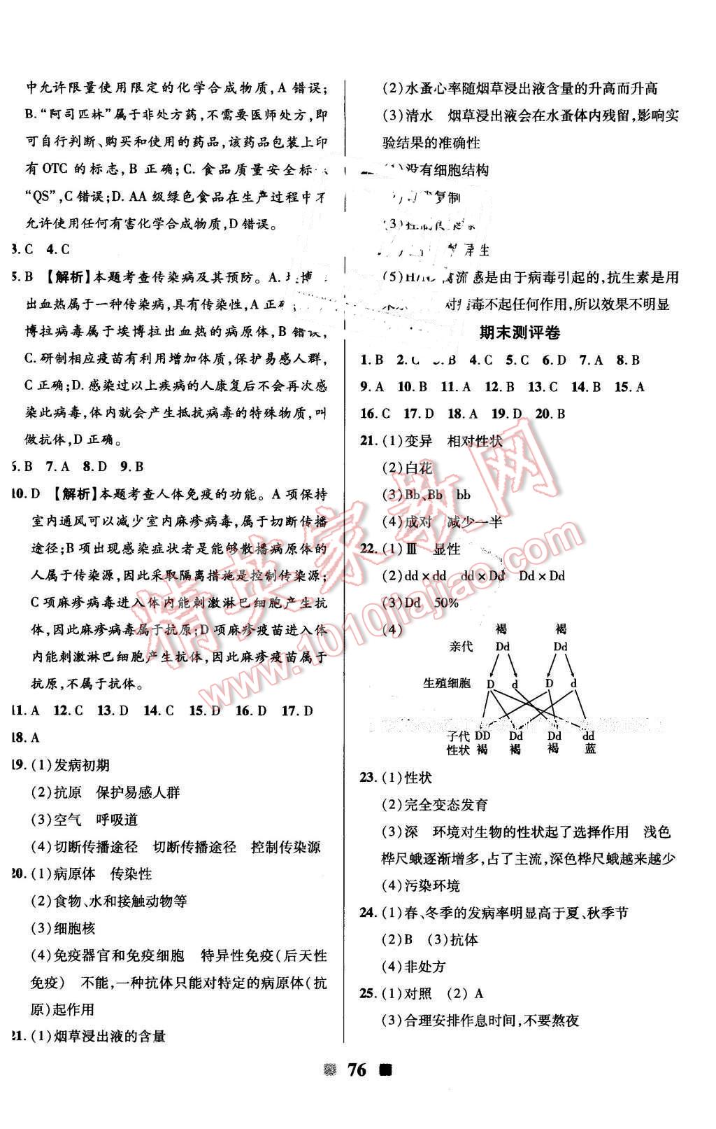 2016年優(yōu)加全能大考卷八年級(jí)生物下冊(cè)人教版 第8頁(yè)