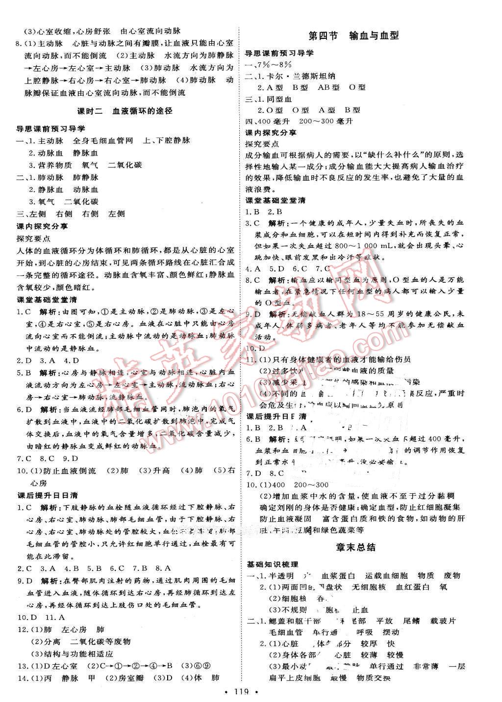 2016年优加学案课时通七年级生物下册人教版 第9页