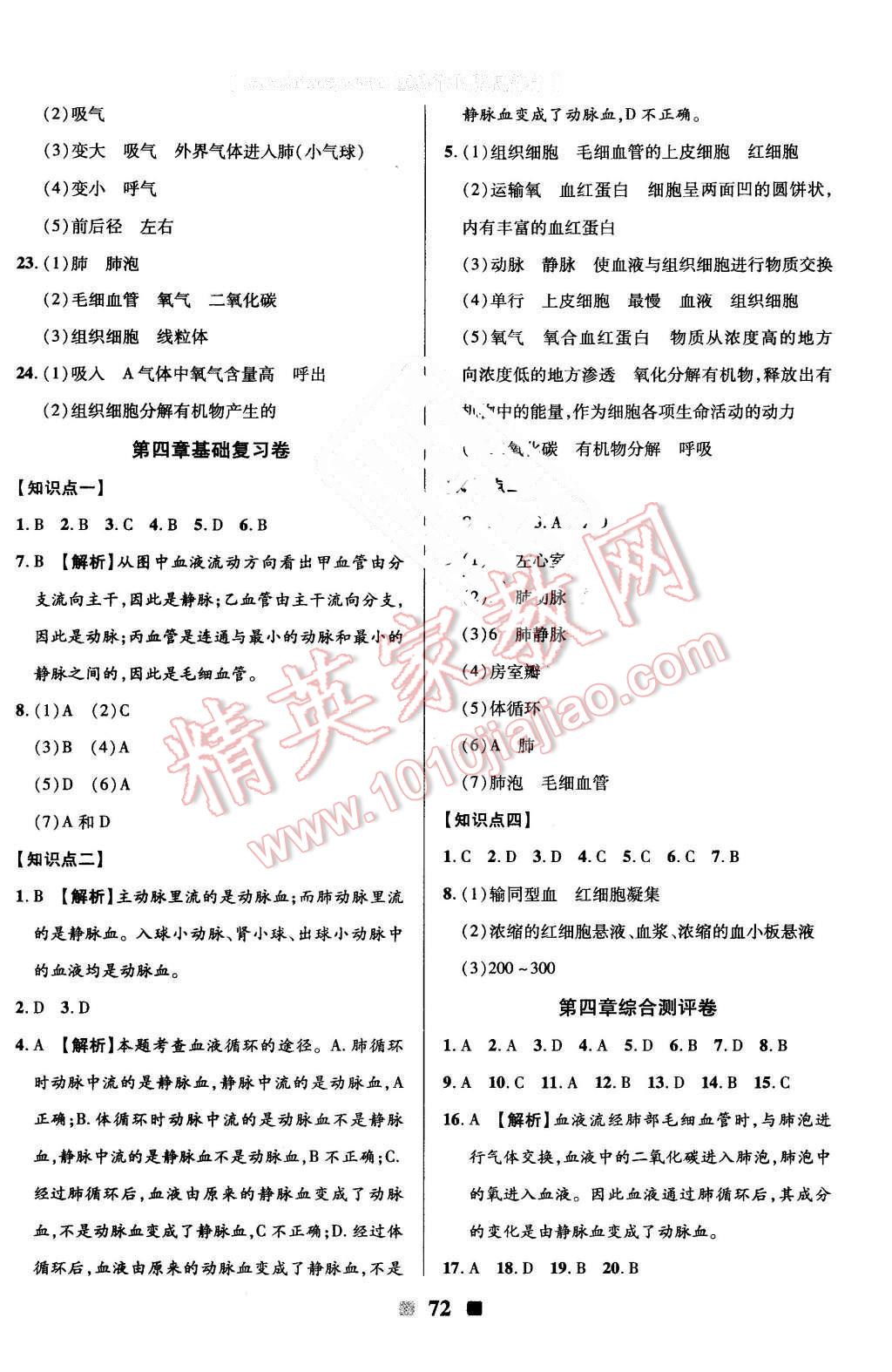 2016年優(yōu)加全能大考卷七年級生物下冊人教版 第4頁