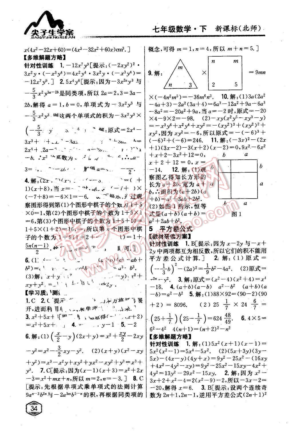 2016年尖子生学案七年级数学下册北师大版 第3页