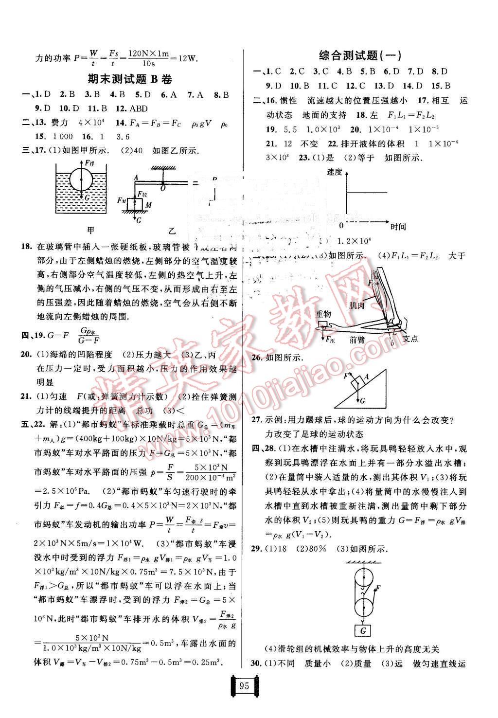 2016年海淀單元測試AB卷八年級物理下冊教科版 第7頁