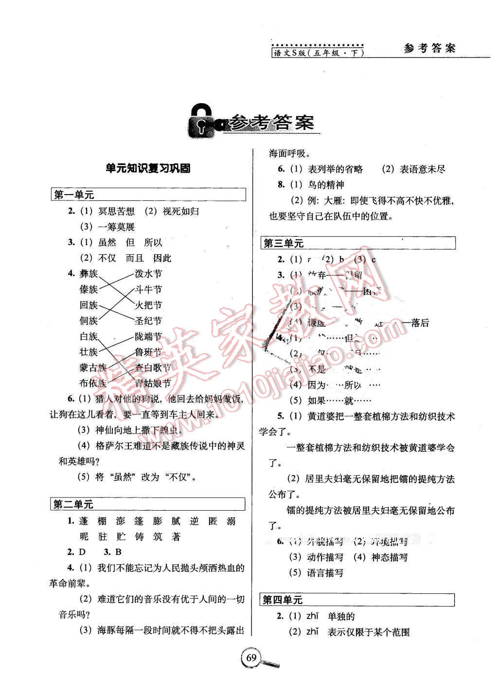 2016年15天巧夺100分五年级语文下册语文S版 第1页