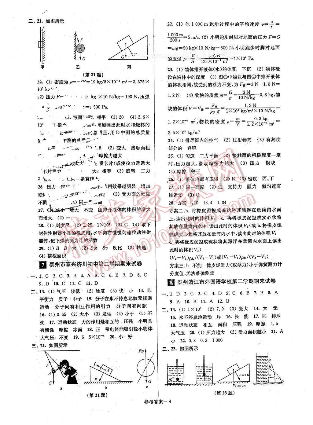 2016年名牌中學(xué)期末突破一卷通八年級(jí)物理下冊(cè)蘇科版 第4頁