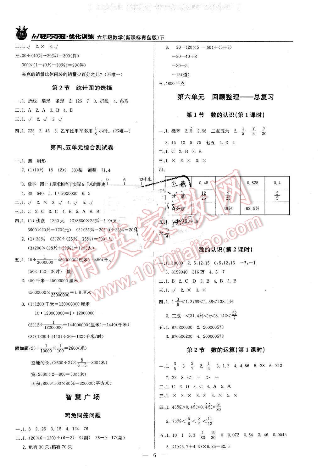 2016年1加1輕巧奪冠優(yōu)化訓(xùn)練六年級數(shù)學(xué)下冊青島版銀版 第6頁