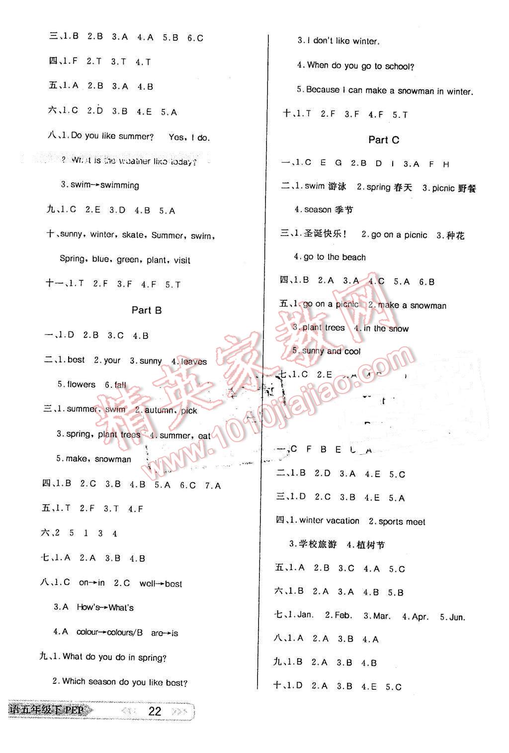 2016年小學(xué)生學(xué)習(xí)樂園隨堂練五年級(jí)英語下冊(cè)人教PEP版 第2頁