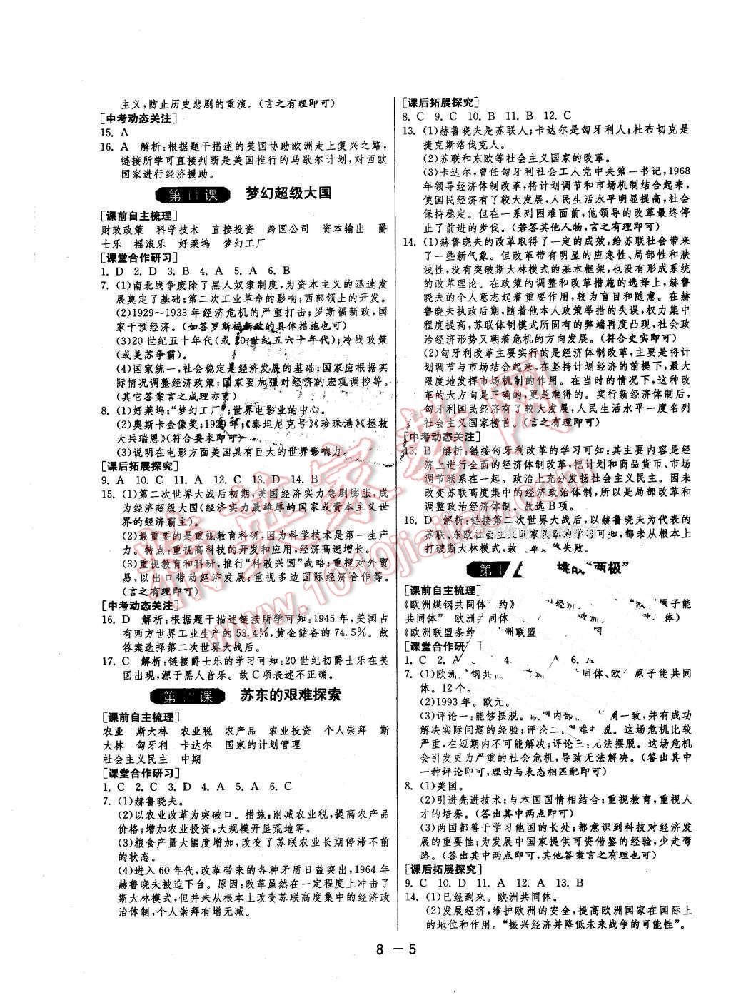 2016年1课3练单元达标测试九年级历史下册北师大版 第5页