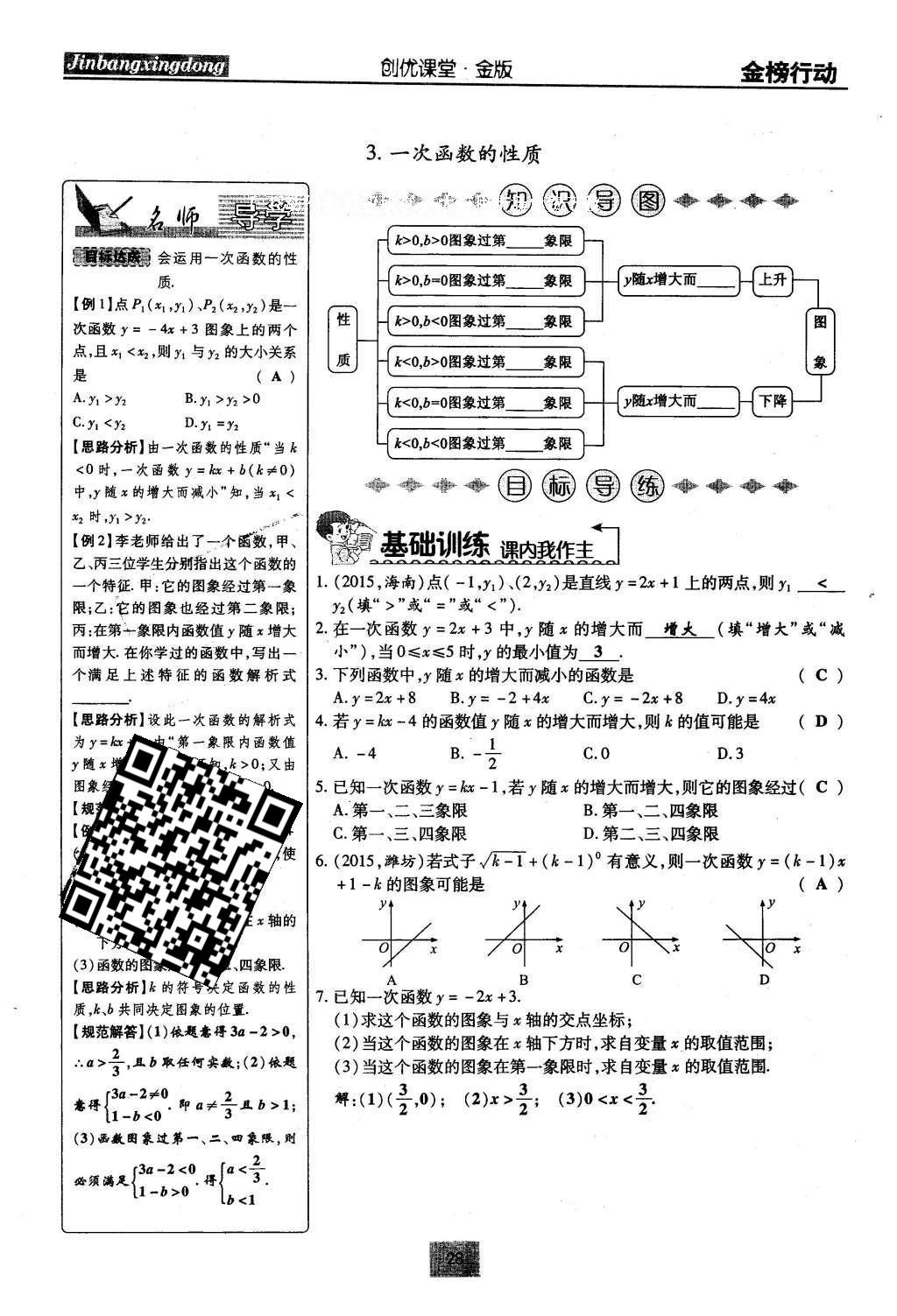 2016年金榜行動(dòng)課時(shí)導(dǎo)學(xué)案八年級(jí)數(shù)學(xué)下冊(cè)華師大版 第17章 函數(shù)及其圖像第57頁