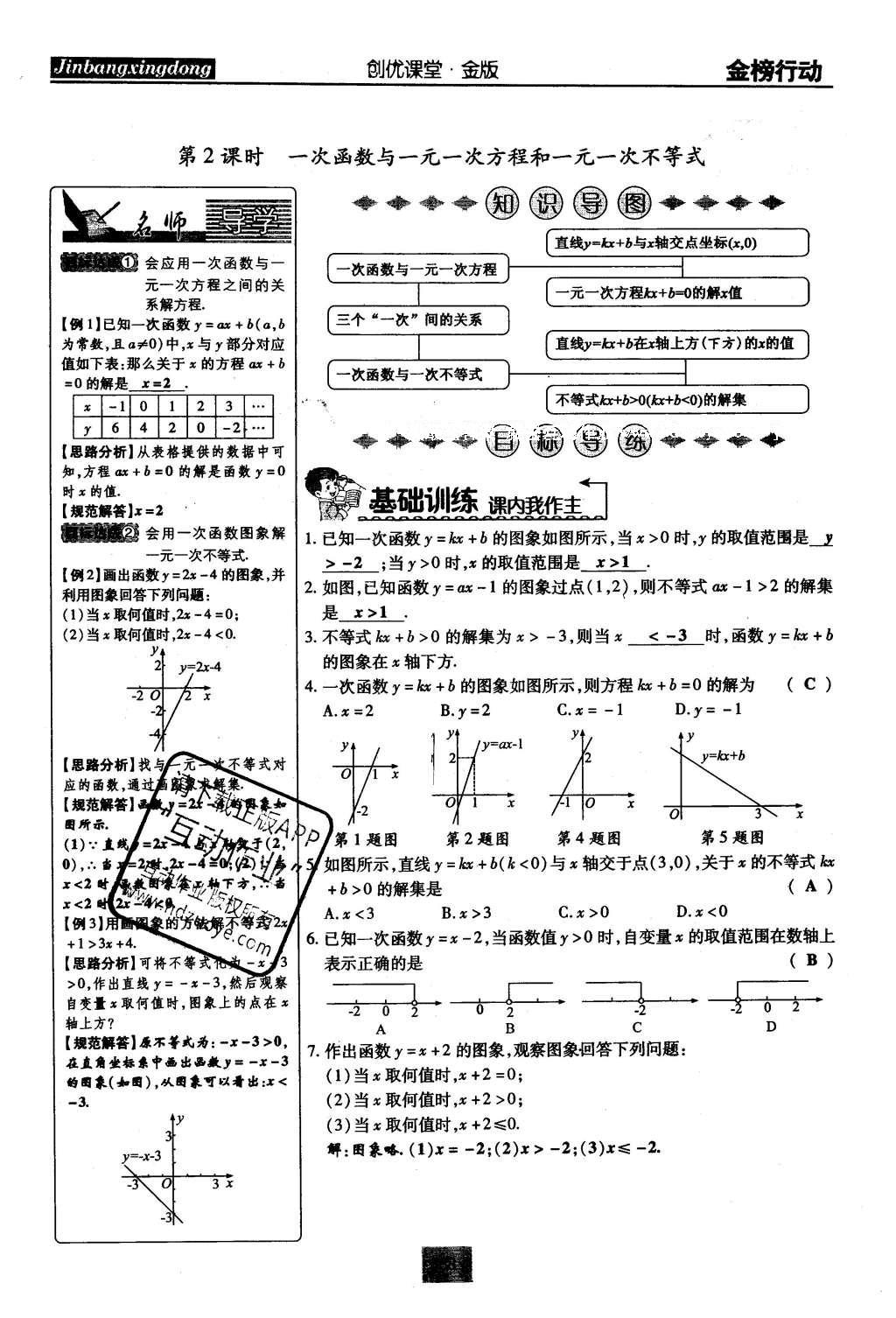 2016年金榜行動課時導(dǎo)學(xué)案八年級數(shù)學(xué)下冊華師大版 第17章 函數(shù)及其圖像第67頁