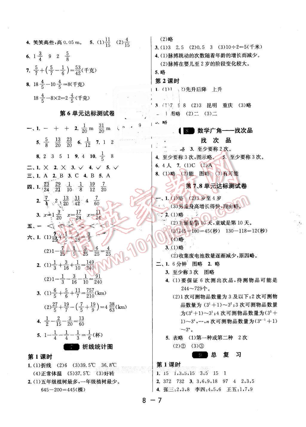 2016年1课3练单元达标测试五年级数学下册人教版 第7页