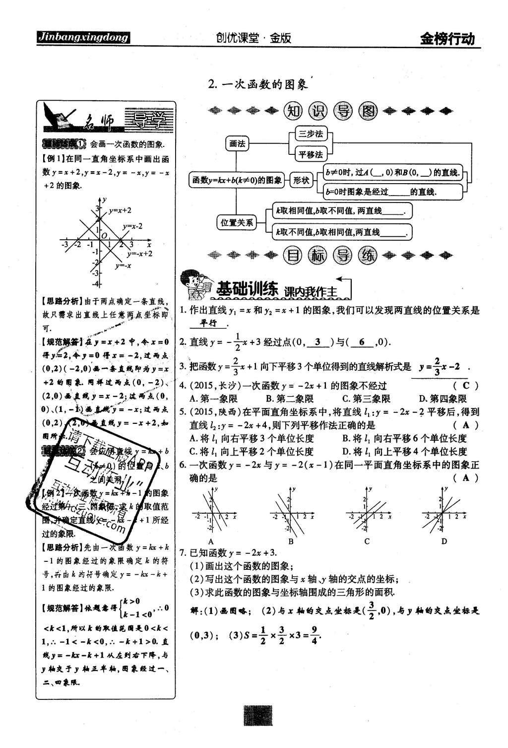 2016年金榜行動(dòng)課時(shí)導(dǎo)學(xué)案八年級(jí)數(shù)學(xué)下冊(cè)華師大版 第17章 函數(shù)及其圖像第55頁(yè)