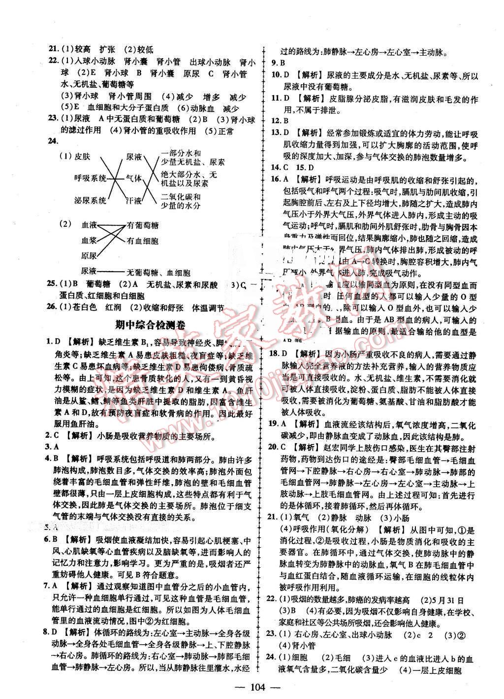 2016年黃岡創(chuàng)優(yōu)作業(yè)導(dǎo)學(xué)練七年級(jí)生物下冊(cè)濟(jì)南版 第14頁