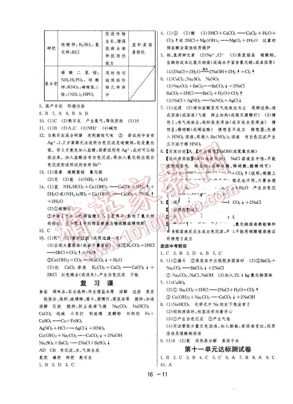 2016年1课3练单元达标测试九年级化学下册人教版 第11页