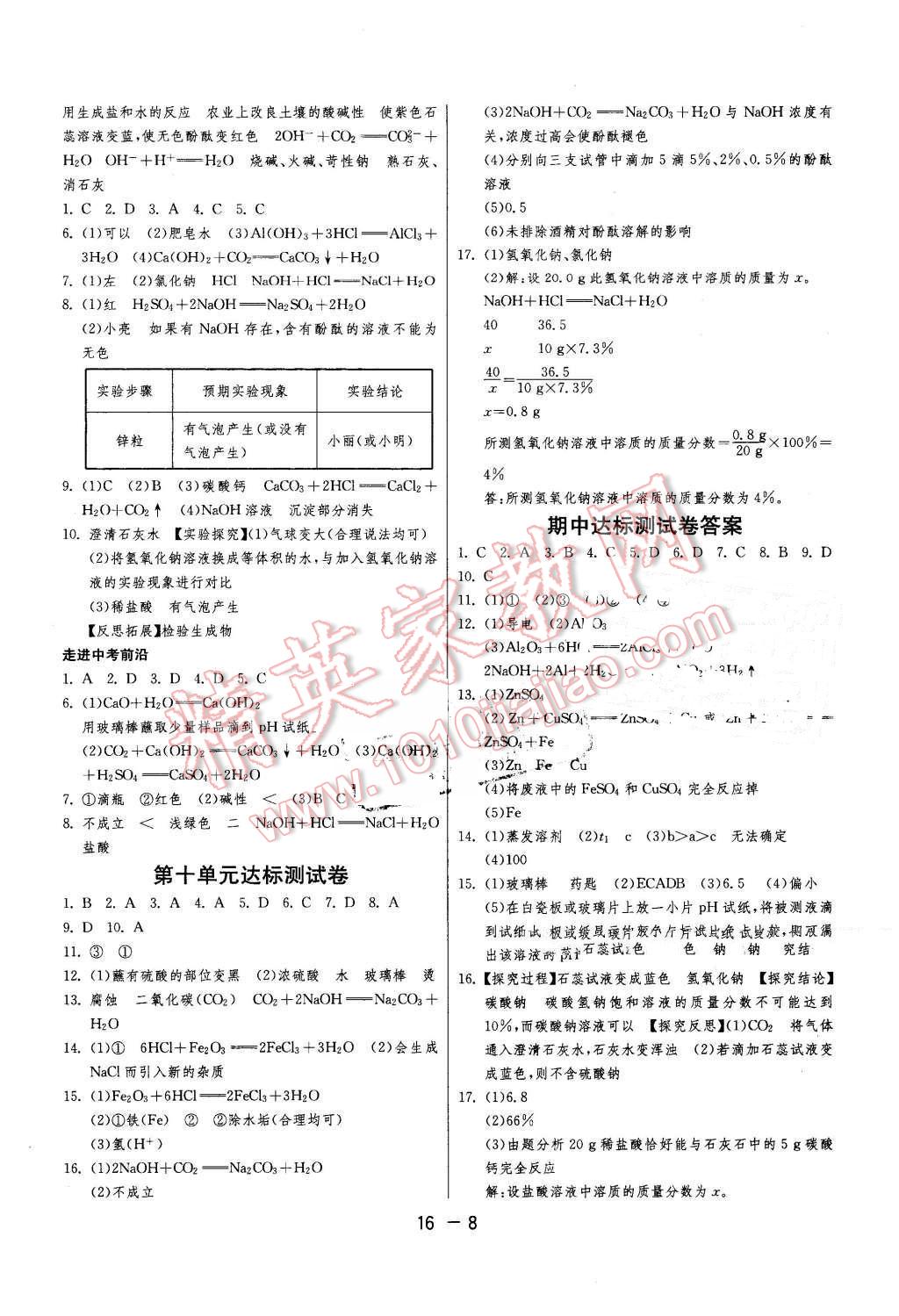 2016年1课3练单元达标测试九年级化学下册人教版 第8页