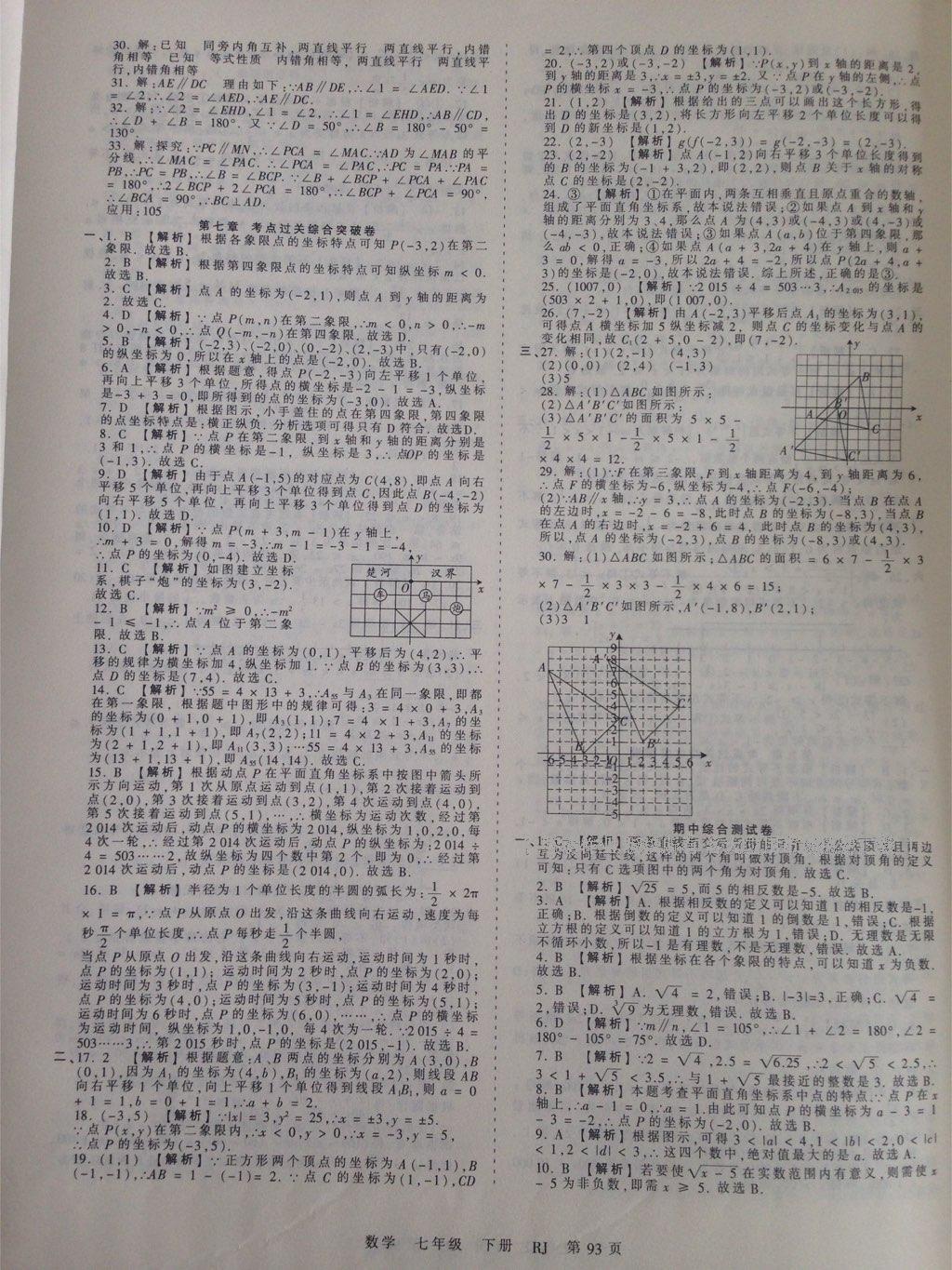 2016年王朝霞考点梳理时习卷七年级数学下册人教版 第21页