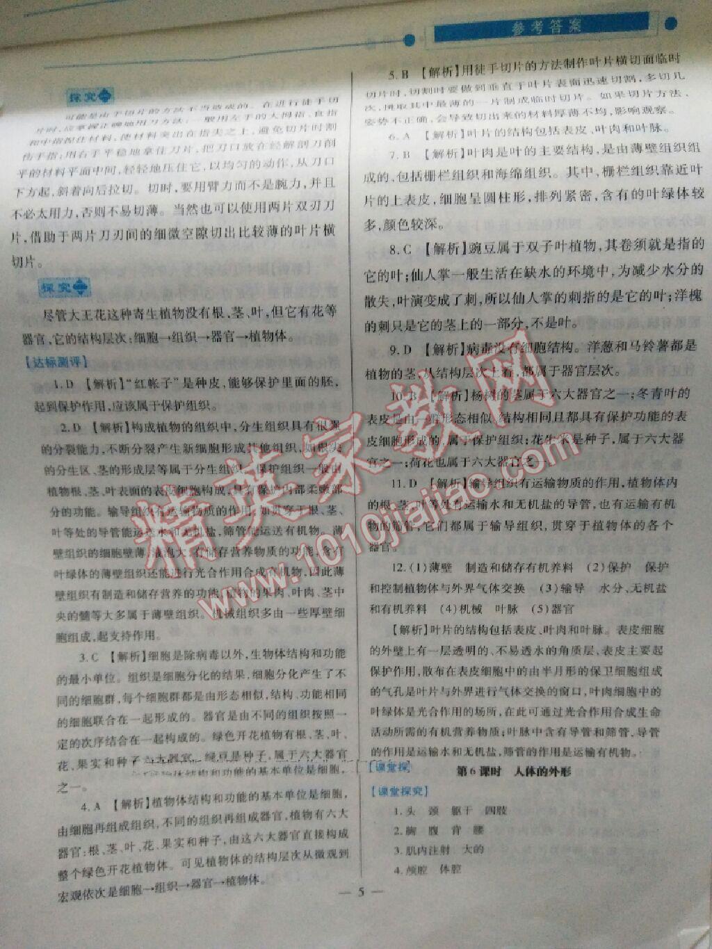 2015年績優(yōu)學(xué)案七年級(jí)生物下冊(cè)人教版 第5頁