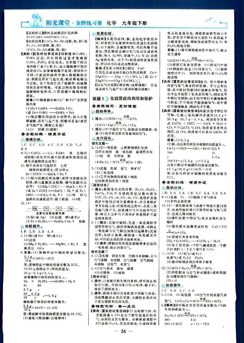 2015年陽光課堂金牌練習(xí)冊九年級化學(xué)下冊人教版 第16頁