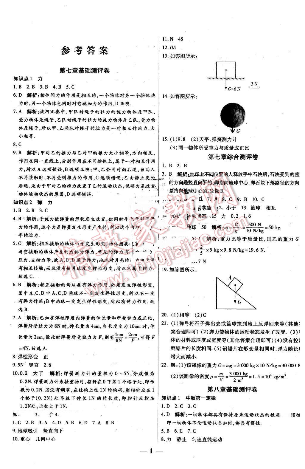 2016年提煉知識(shí)點(diǎn)師大測(cè)評(píng)卷八年級(jí)物理下冊(cè)人教版 第1頁(yè)