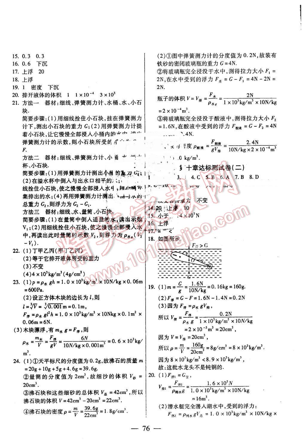 2016年名師金考卷八年級(jí)物理下冊(cè)人教版 第4頁