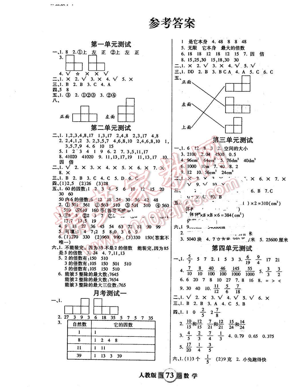 2016年小學(xué)生智能優(yōu)化卷五年級(jí)數(shù)學(xué)下冊(cè)人教版 第1頁(yè)