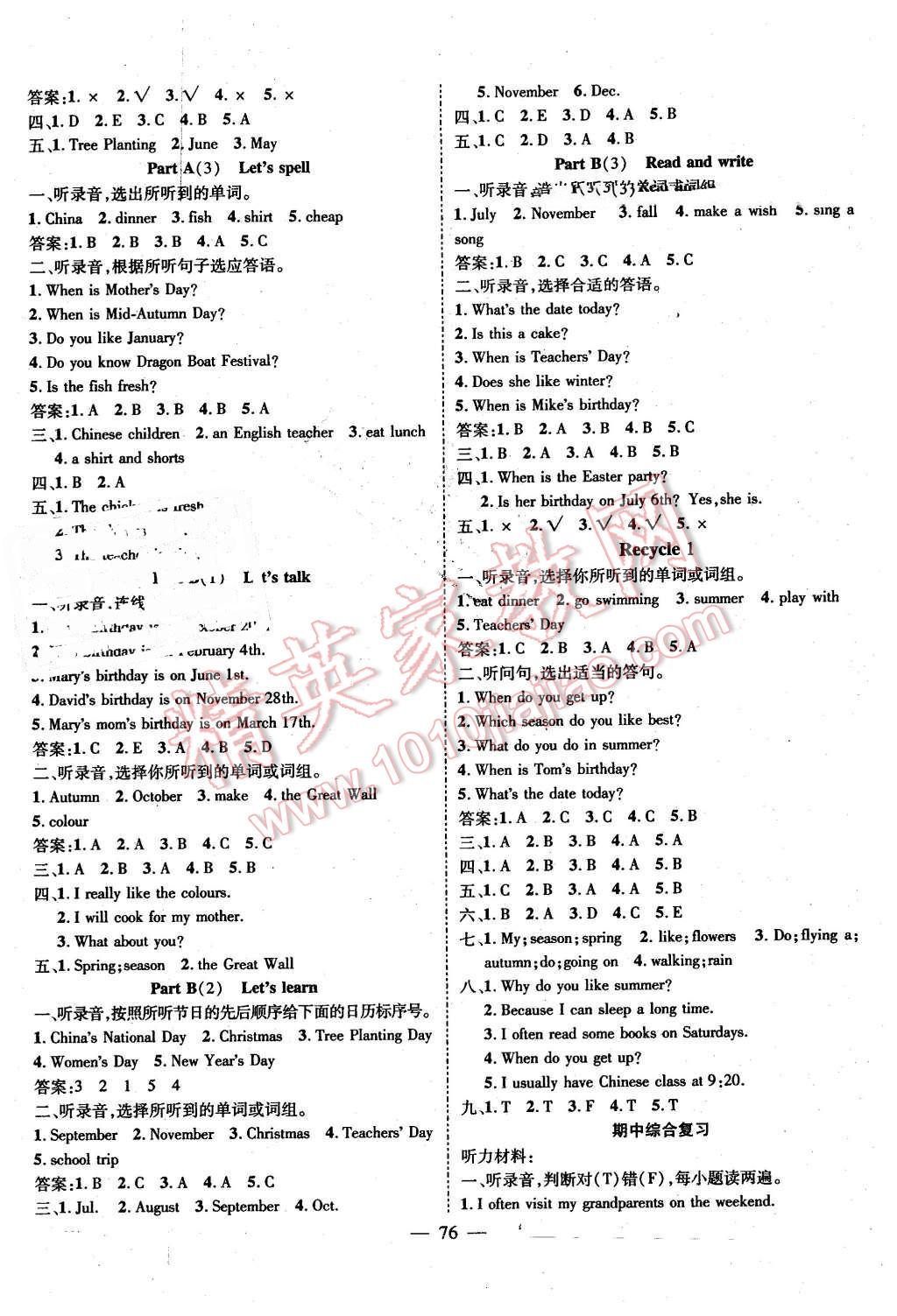 2016年優(yōu)質(zhì)課堂導(dǎo)學(xué)案五年級英語下冊人教版 第4頁