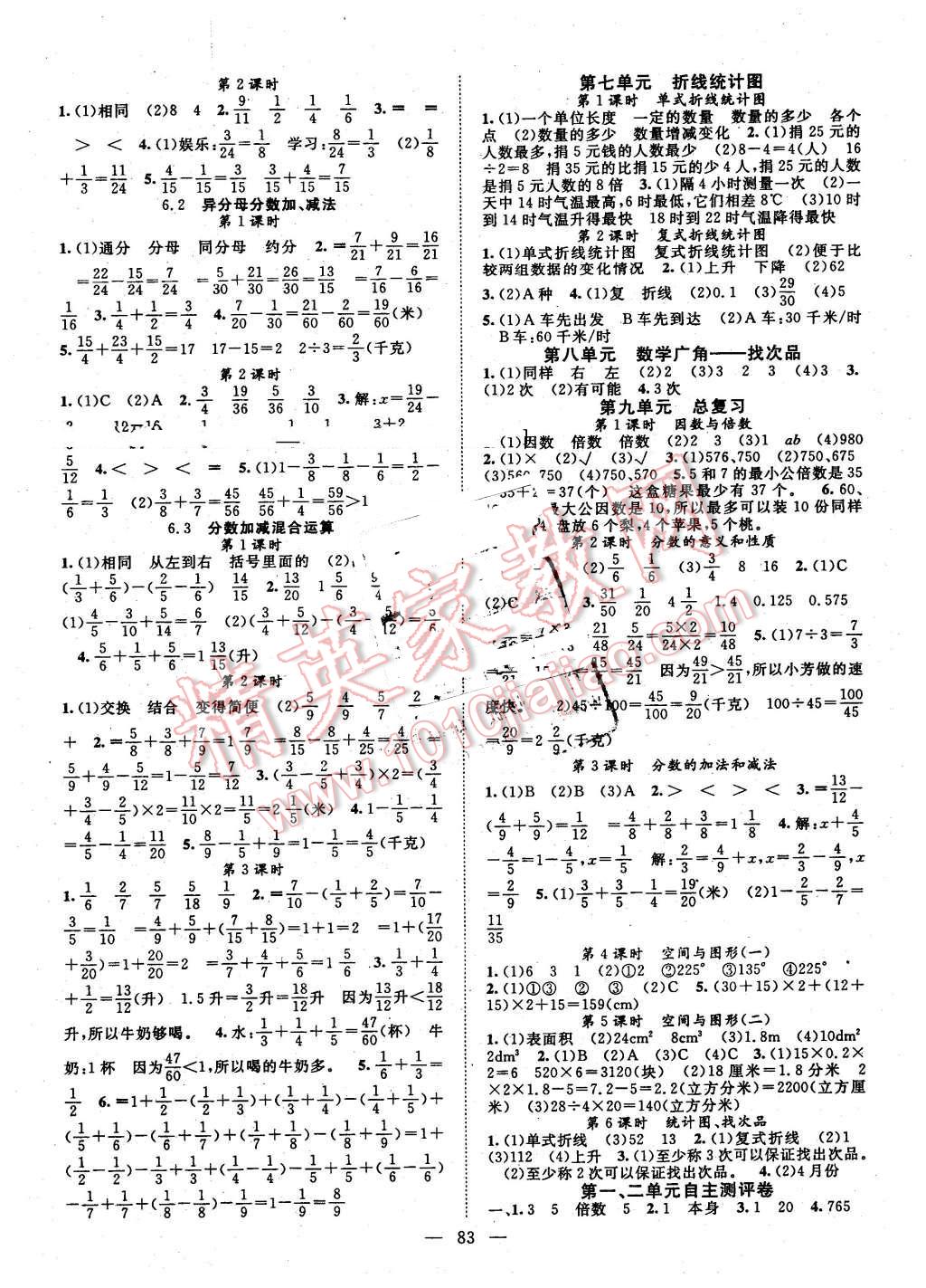 2016年優(yōu)質(zhì)課堂導學案五年級數(shù)學下冊人教版 第3頁